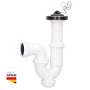 Siphon courbé extensible sortie Ø40 mm réducteur Ø32 mm valve lavabo-bidet