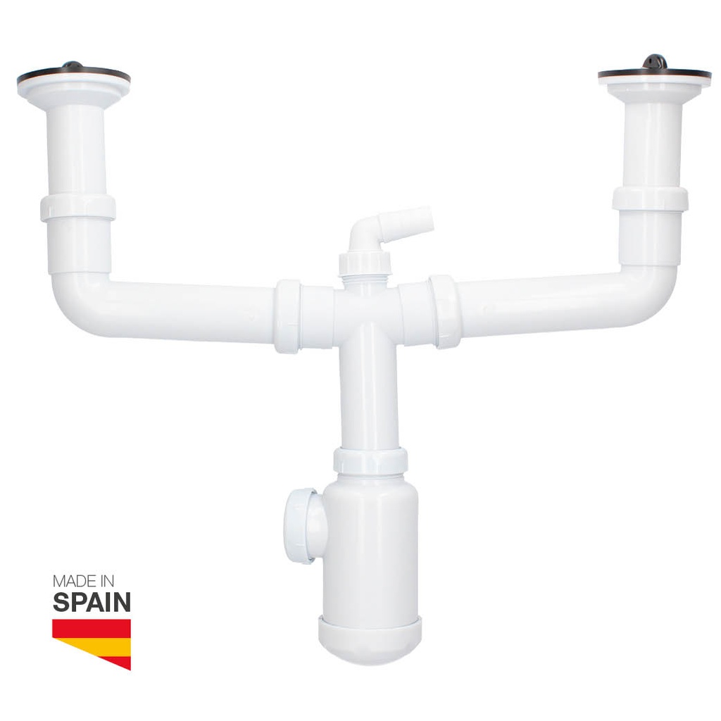 Double siphon for sink with valves