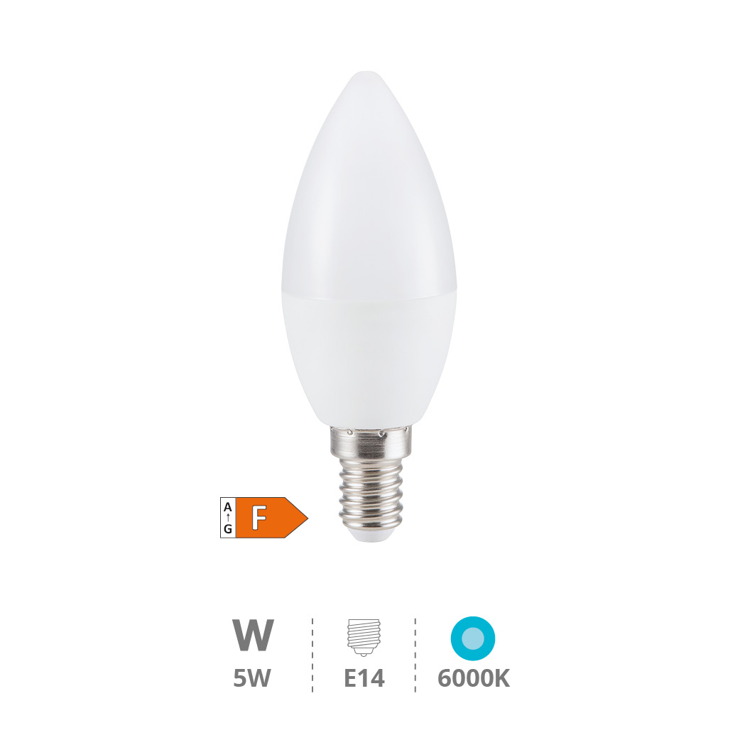 Bombilla LED vela 5W E14 6000K