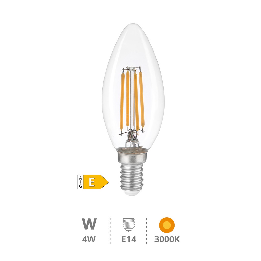 Oro Series C37 LED filament bulb 4W E14 3000K