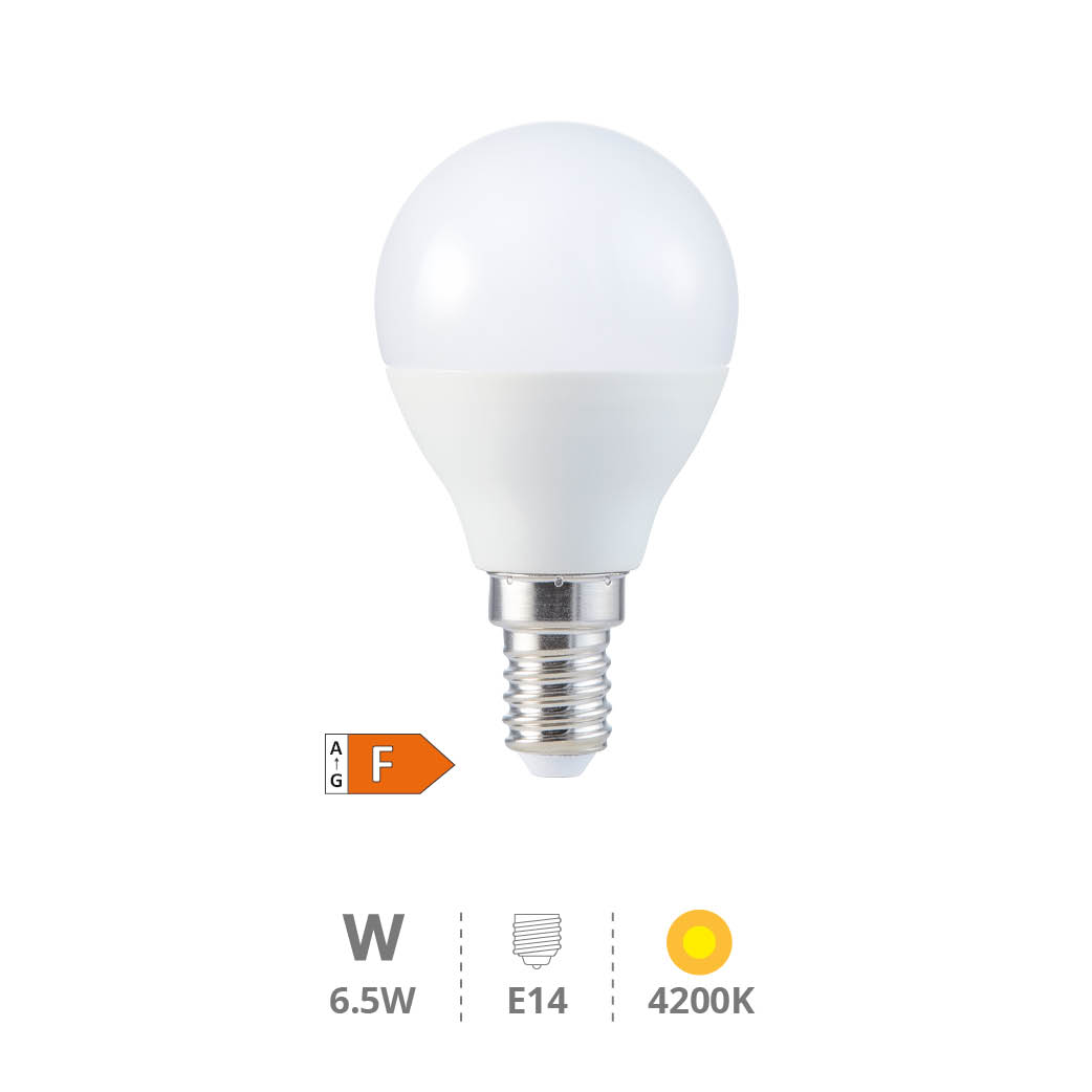 Bombilla LED esférica 6,5W E14 4200K