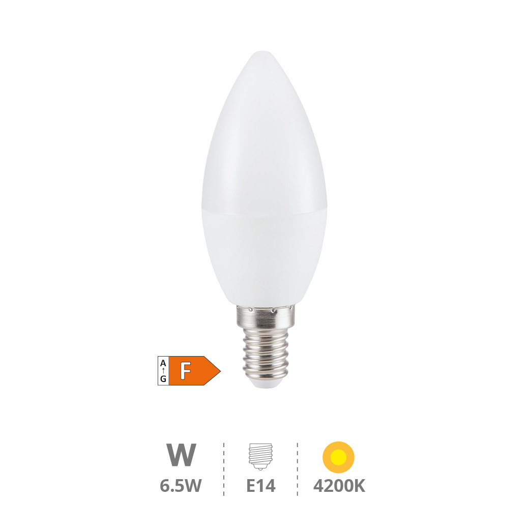 Bombilla LED vela 6,5W E14 4200K