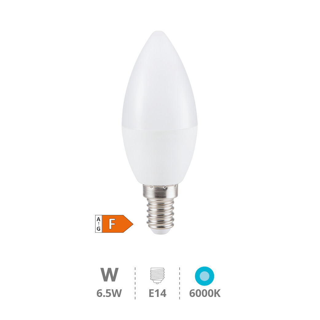 Bombilla LED vela 6,5W E14 6000K