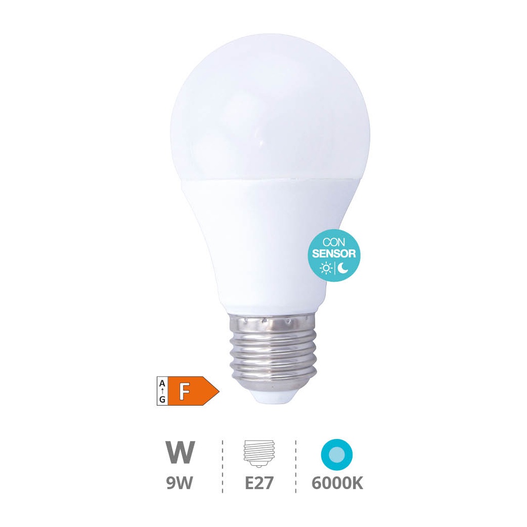 Ampoule LED standard avec détecteur crépusculaire 9 W E27 6000K