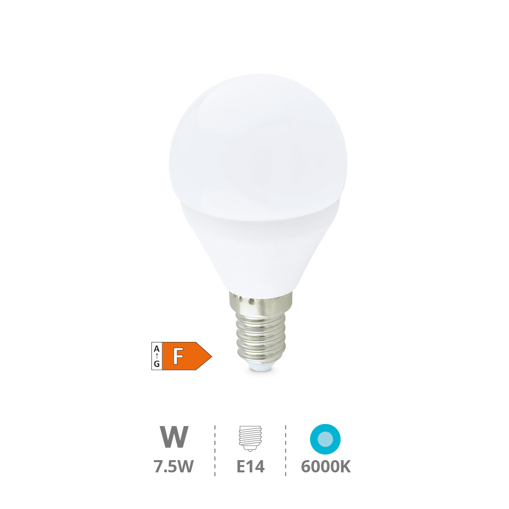 Bombilla LED esférica 7,5W E14 6000K