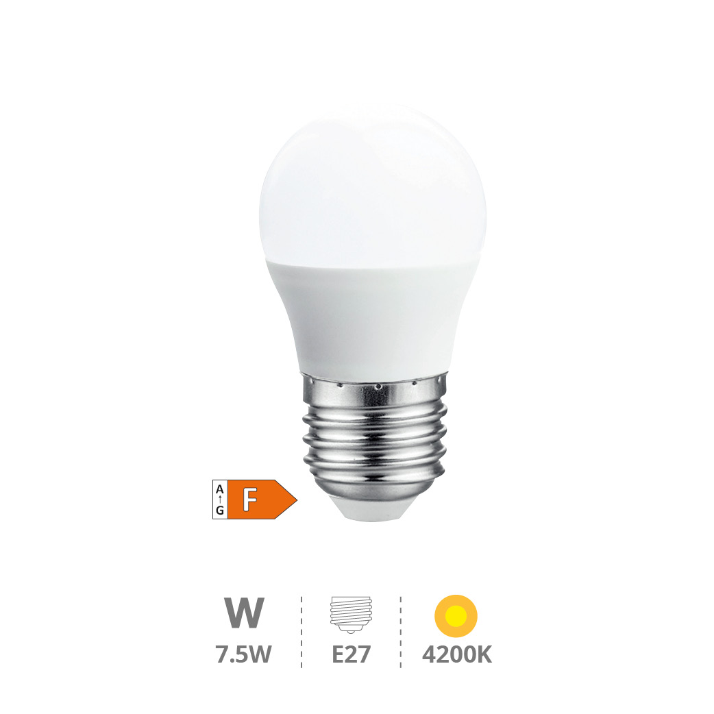 Bombilla LED esférica 7,5W E27 4200K