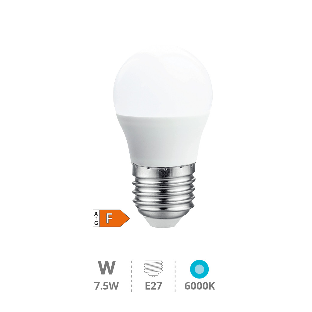 Bombilla LED esférica 7,5W E27 6000K