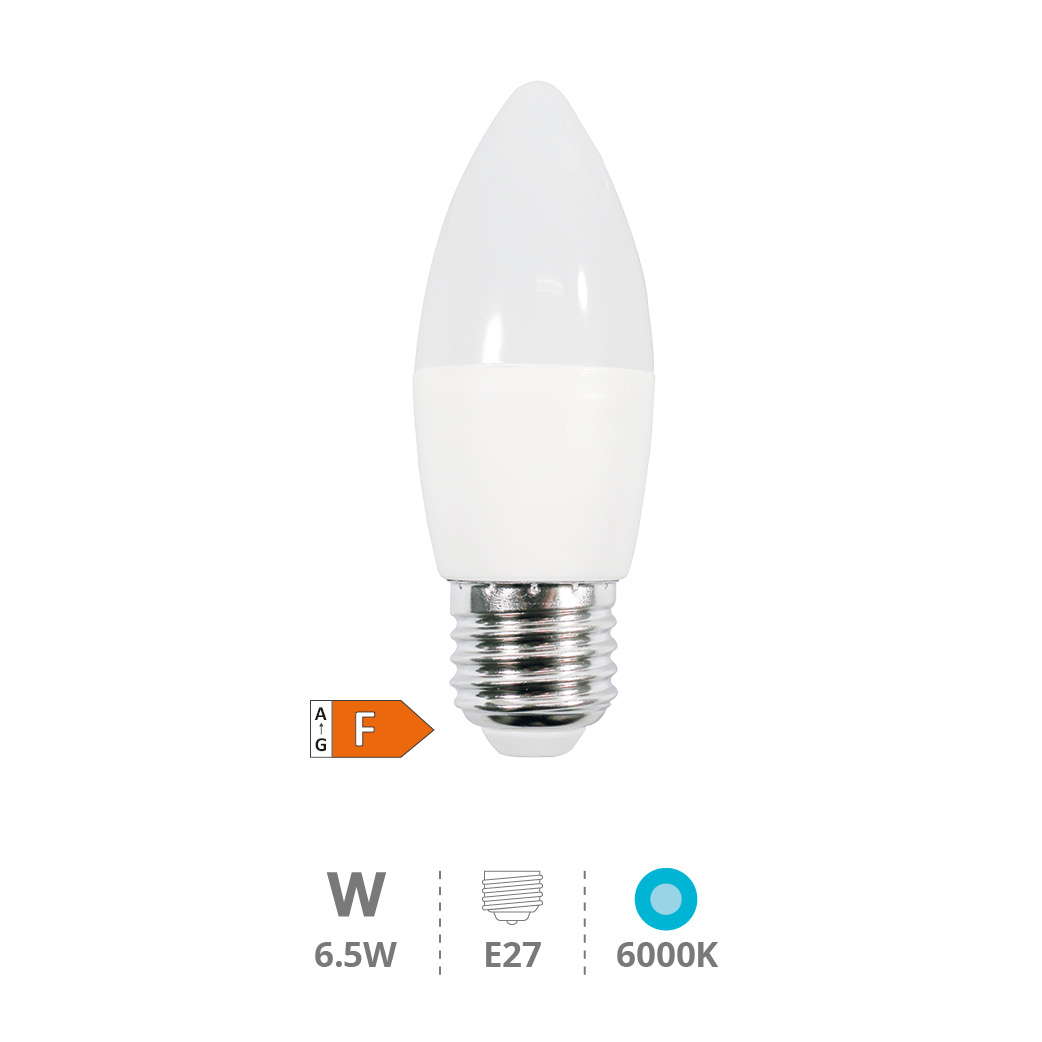 Bombilla LED vela 6,5W E27 6000K