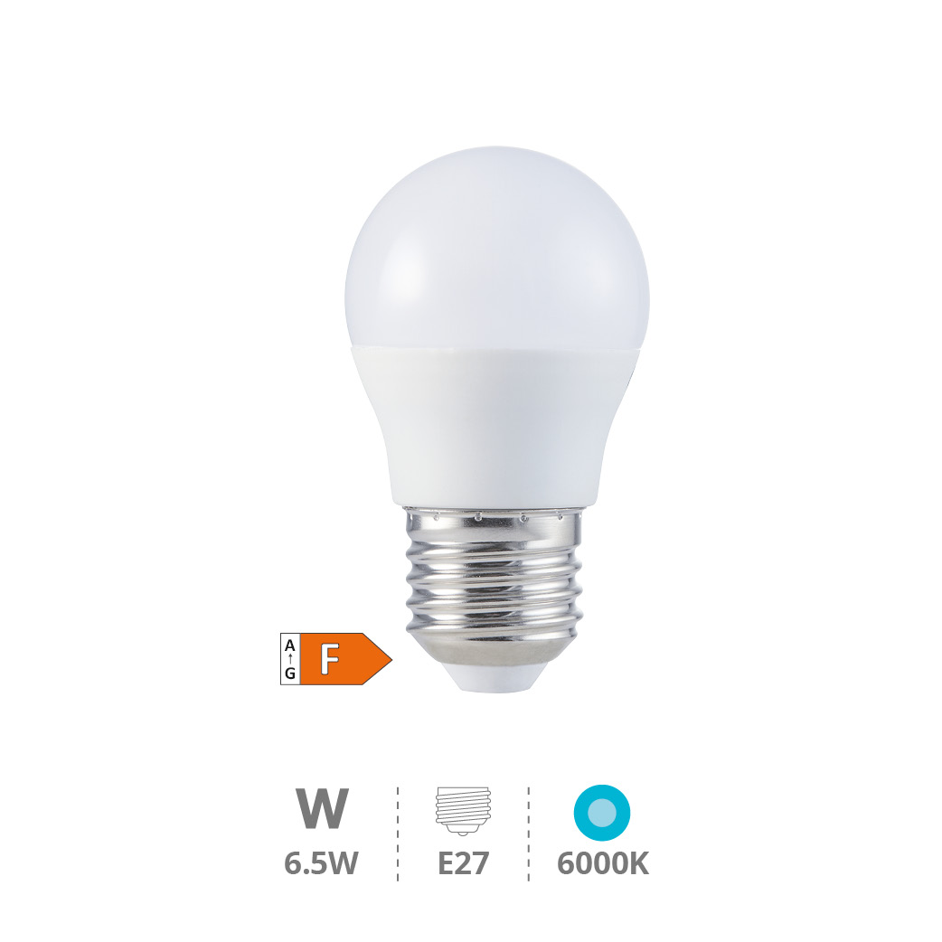 Bombilla LED esférica 6,5W E27 6000K