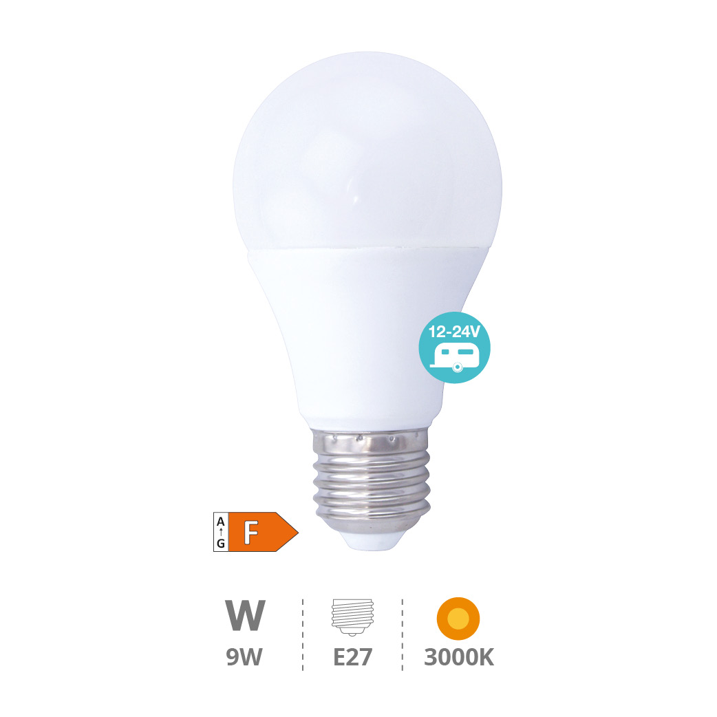 Bombilla LED estándar 9W E27 3000K 12 - 24V   