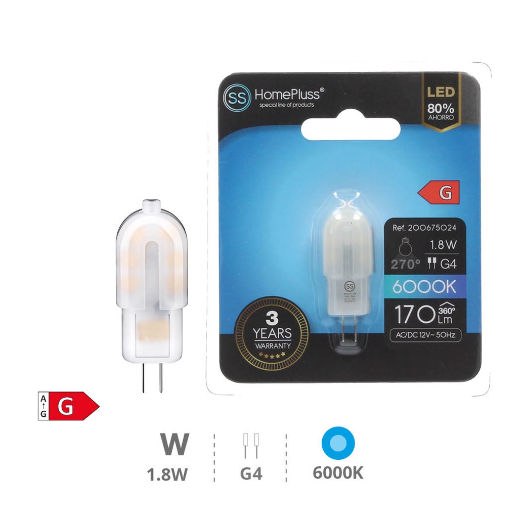 Ampoule LED 1,8 W G4 6000K - boîte prés. de 12 u