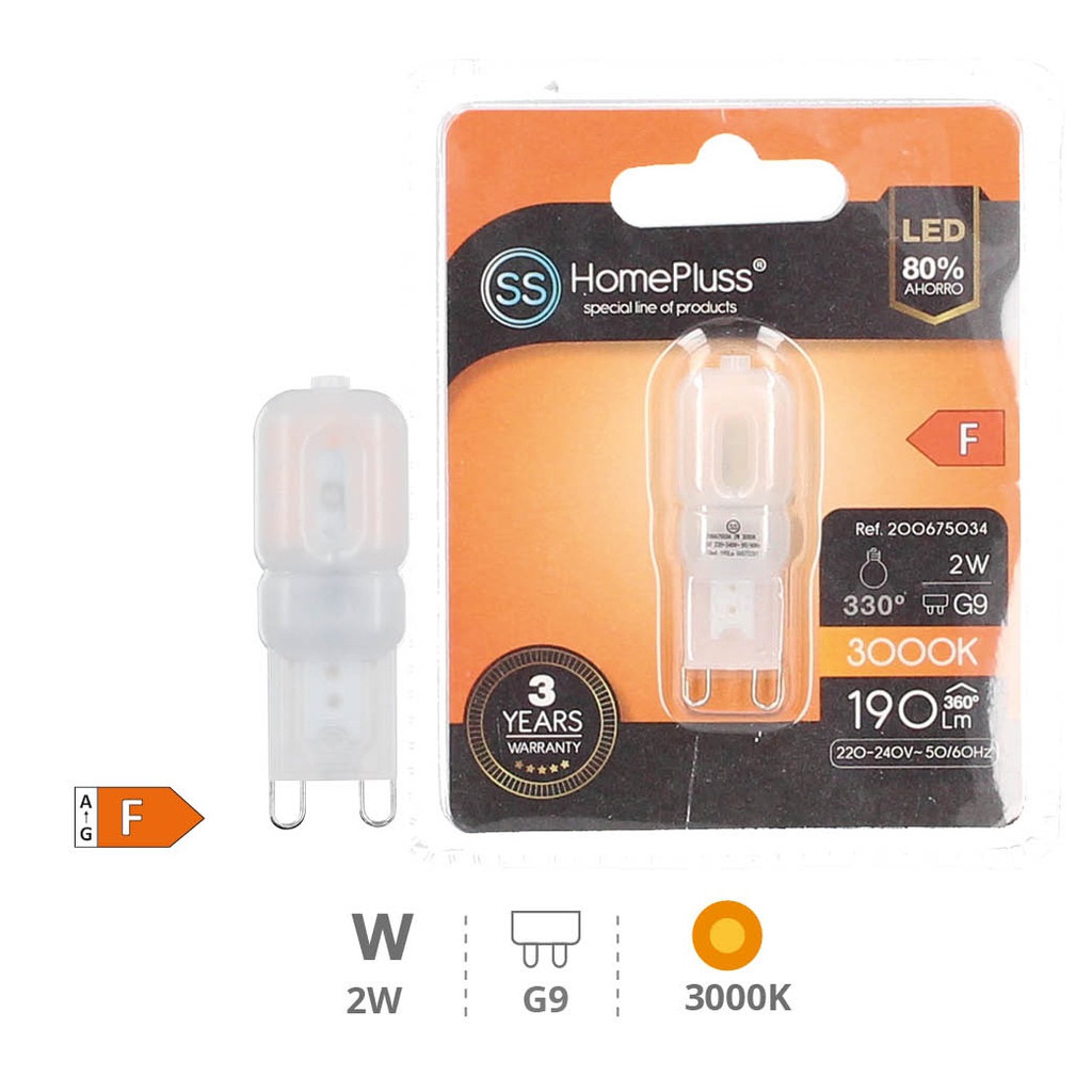 Ampoule LED 2W G9 3000K - boîte prés. de 12 u