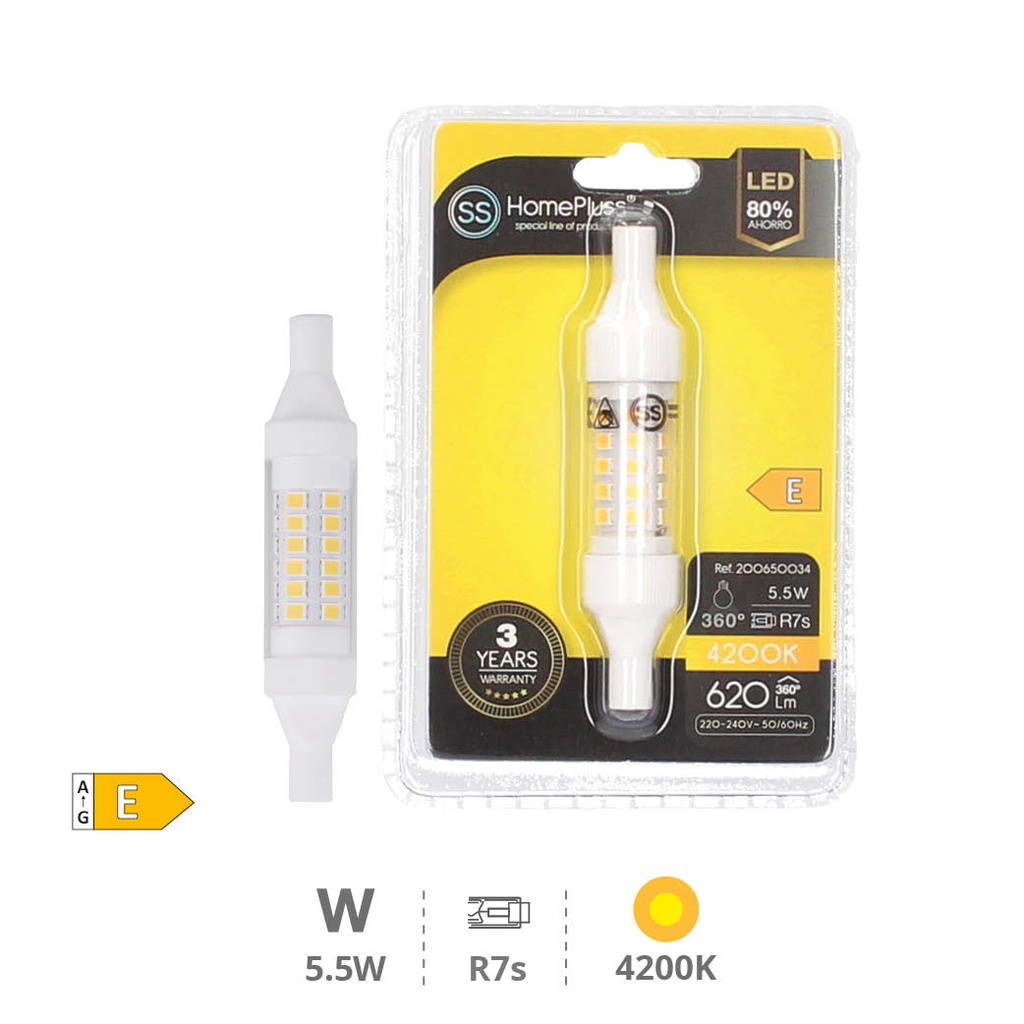 Bombilla lineal LED 78mm 5,5W R7s 4000K - 15u caja exp