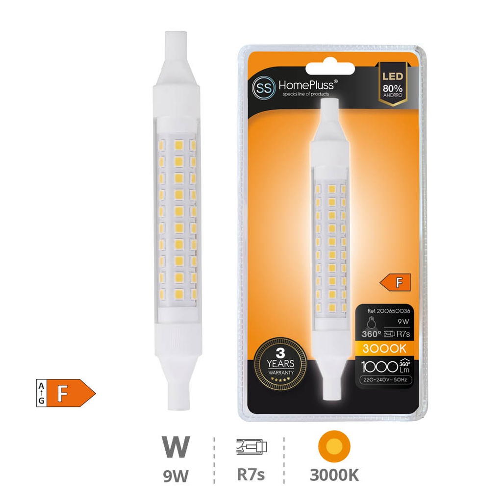 R7s LED lamp 118mm 9W 3000K 15pcs/box