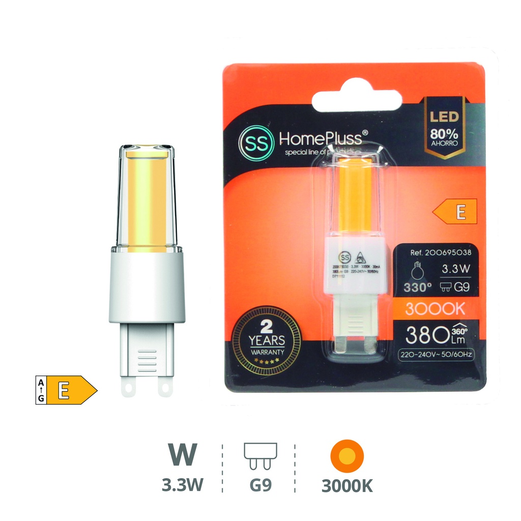 Ampoule LED COB 3 W G9 3000K - boîte prés. de 12 u