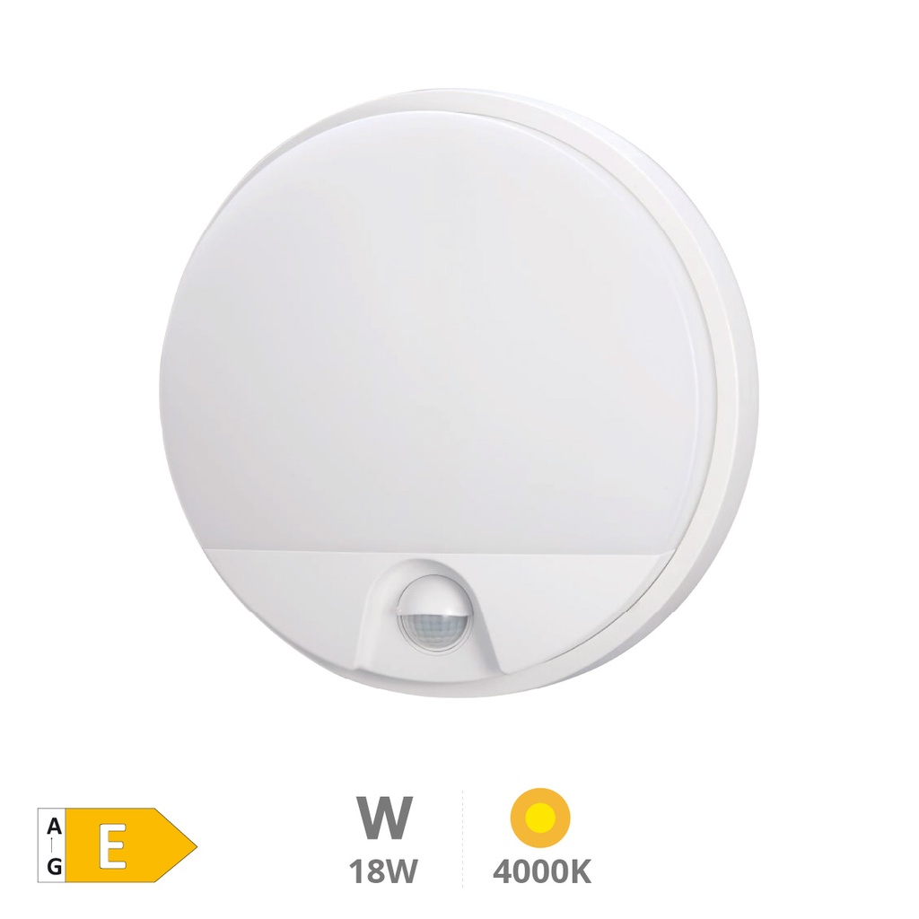 Applique murale ronde LED Doko avec détecteur mouvement 15 W 4000K blanche