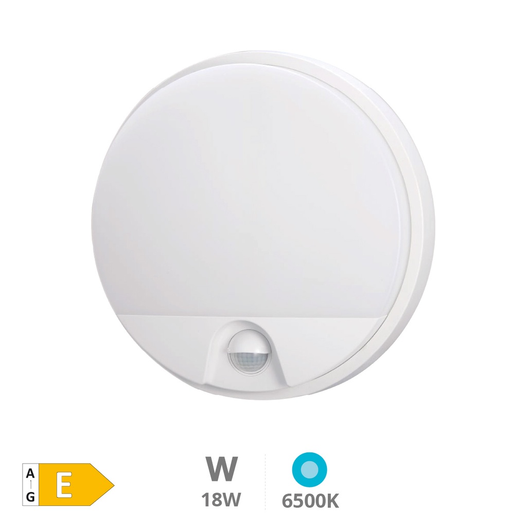 Applique murale ronde LED Doko avec détecteur mouvement 15 W 6000K blanche