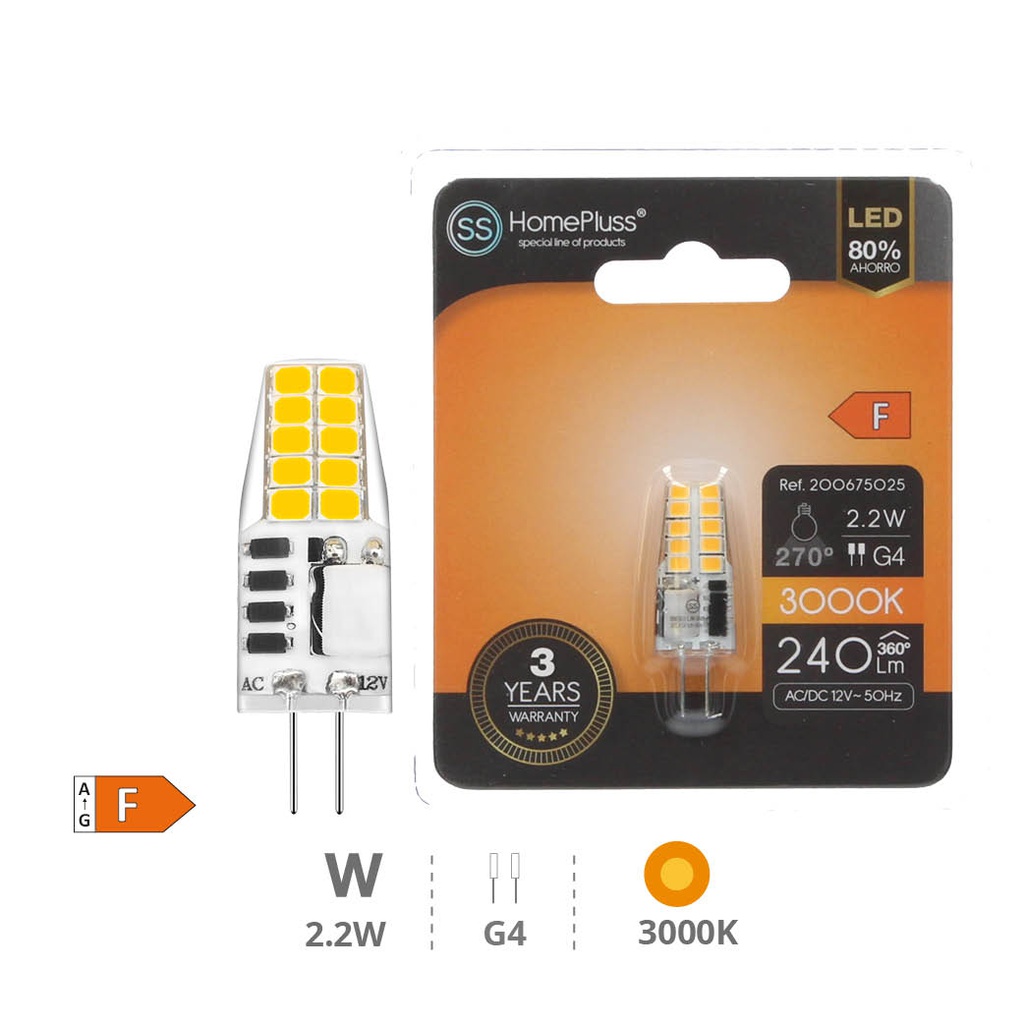 Bombilla LED 2,2W G4 3000K - 12u caja exp