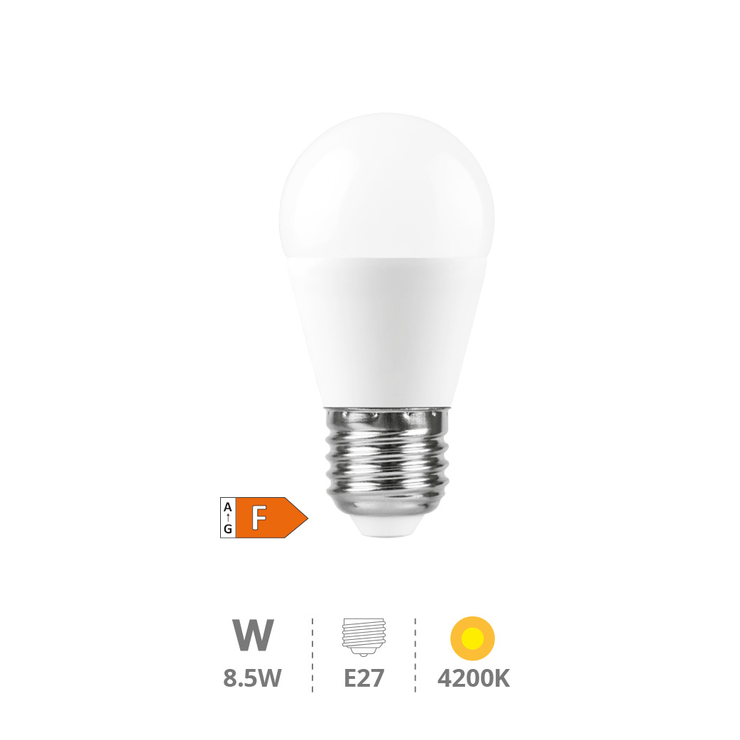 Bombilla LED esférica 8,5W E27 4200K