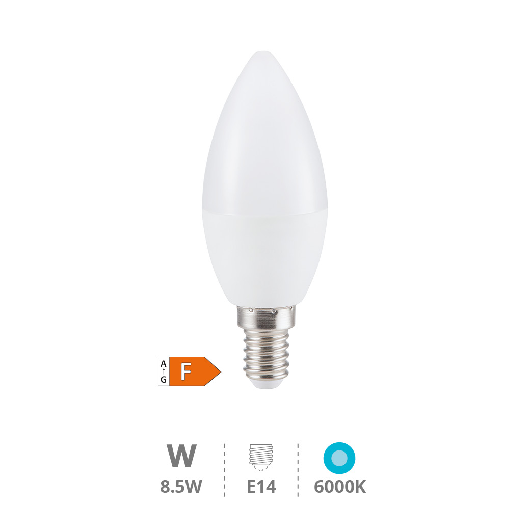 Bombilla LED vela 8,5W E14 6000K