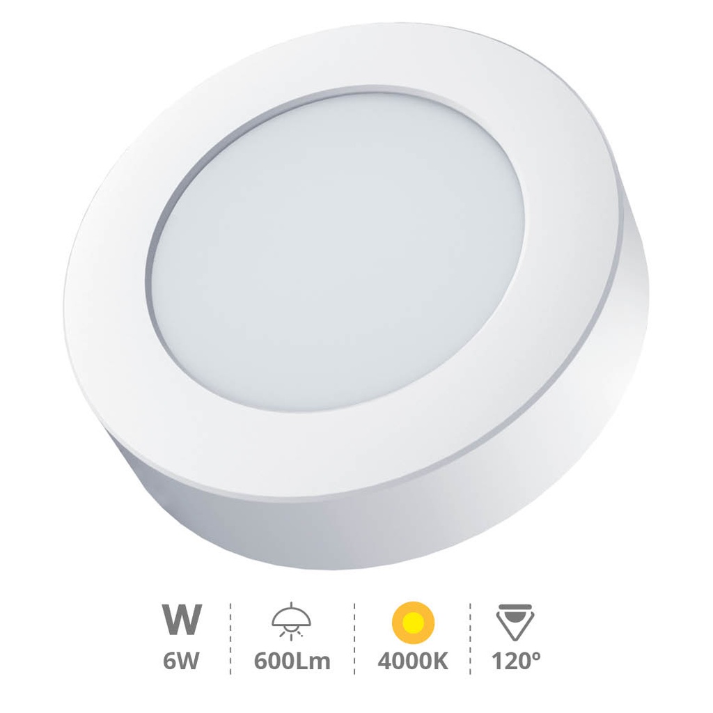 Downlight superficie LED redondo Bogur 6W 4000K Blanco