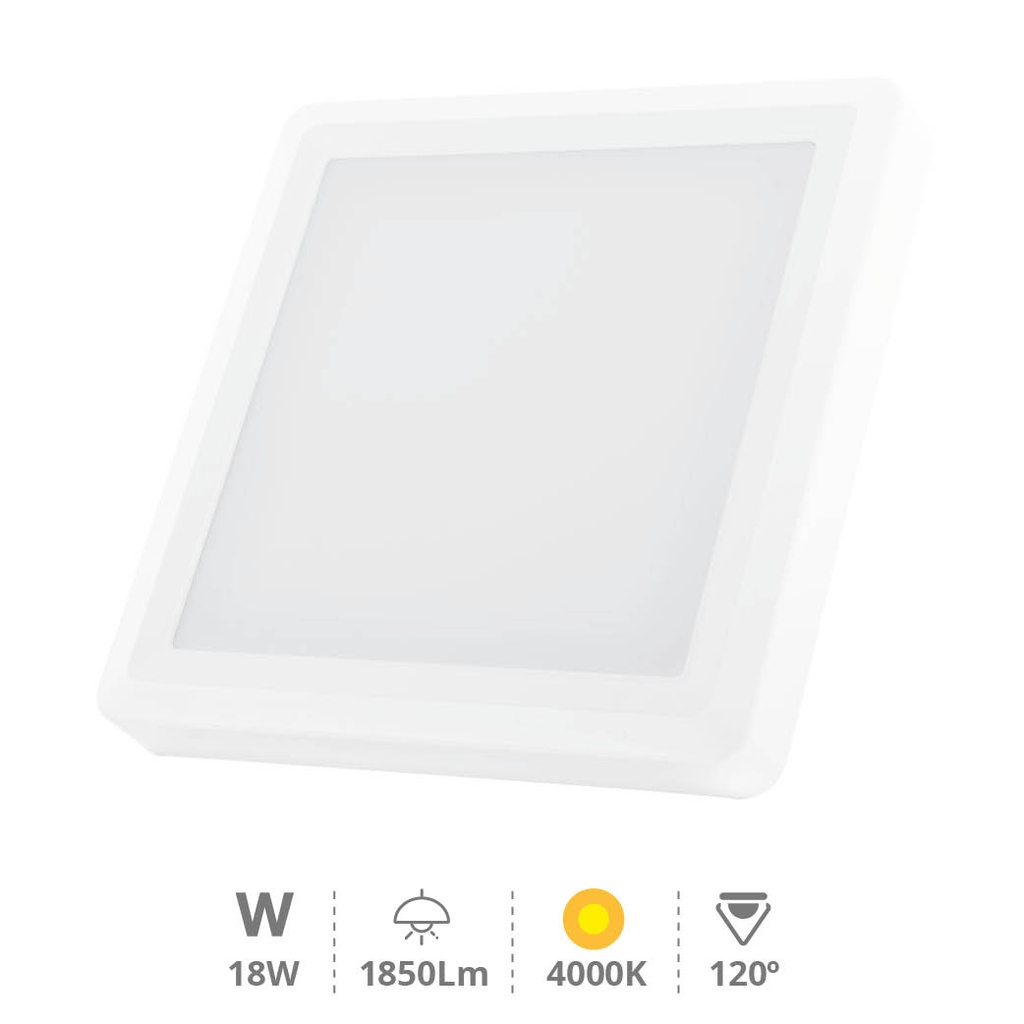 Downlight superficie LED cuadrado Vasan 18W 4000K Blanco