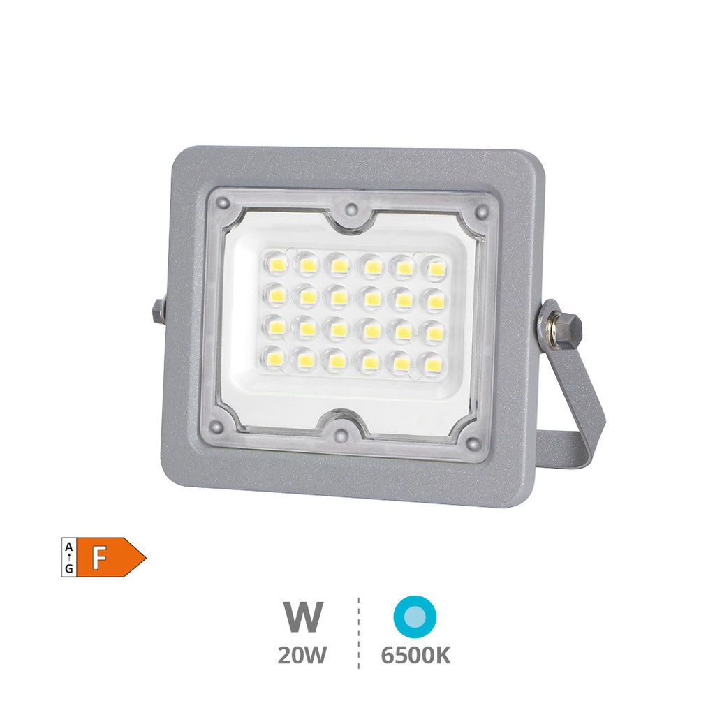 Projecteur aluminium LED 20W 6500K IP65 gris