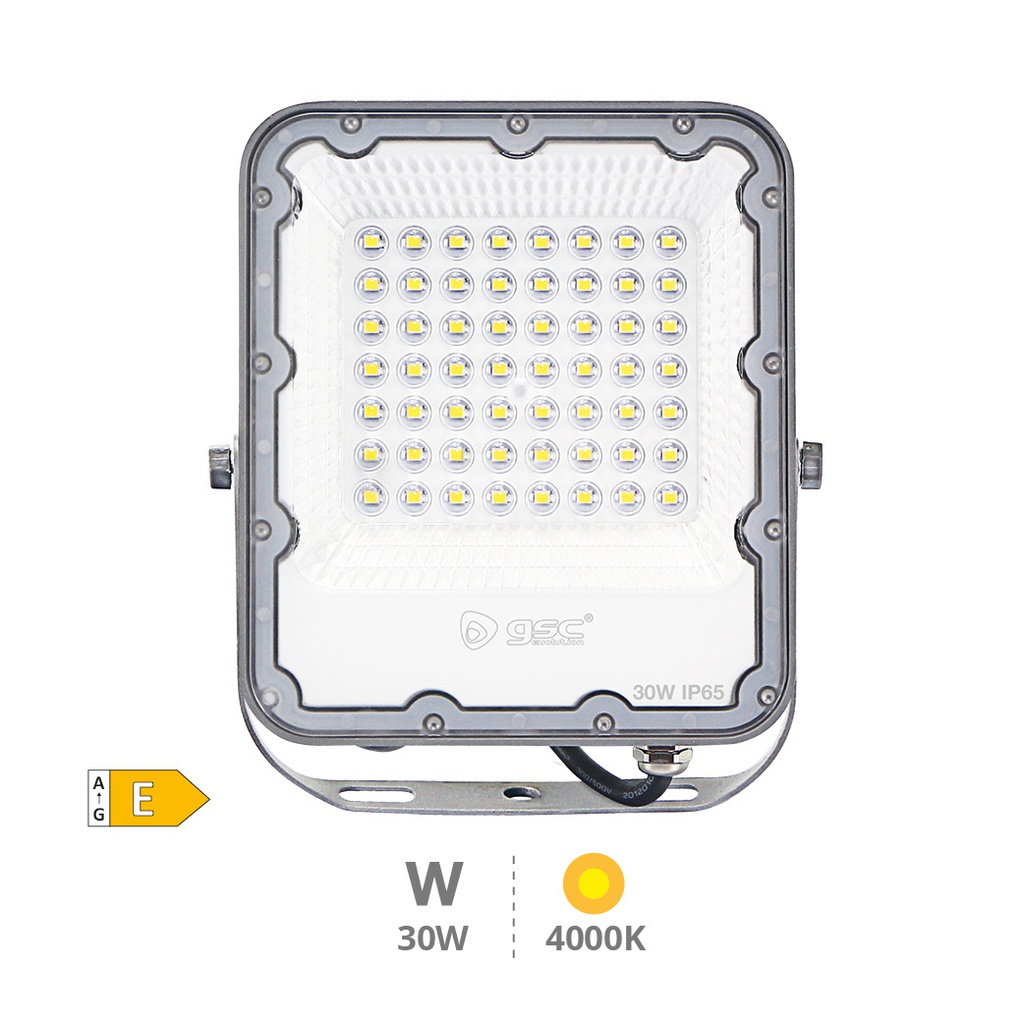 Aluminum LED floodlight 30W 4000K IP65 Grey