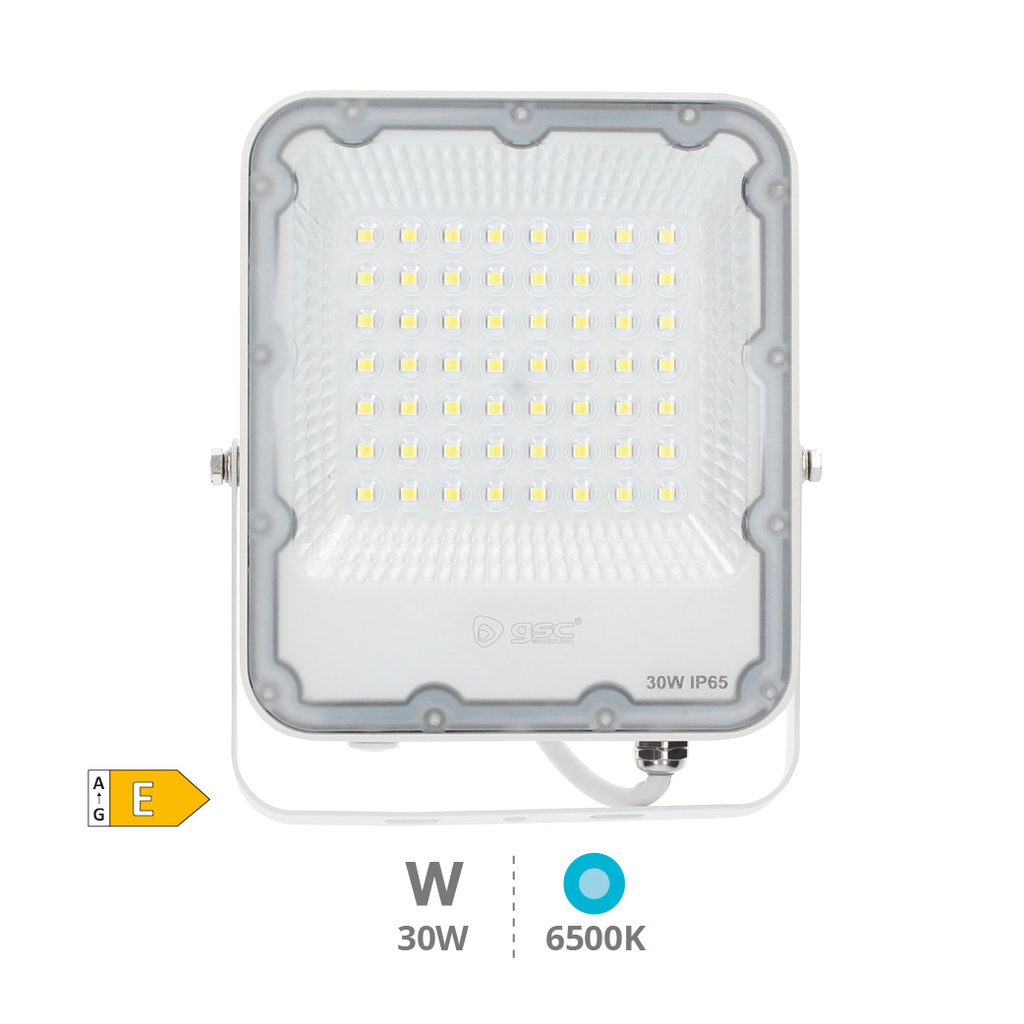 Projecteur aluminium LED 30 W 6500K IP65 Blanc