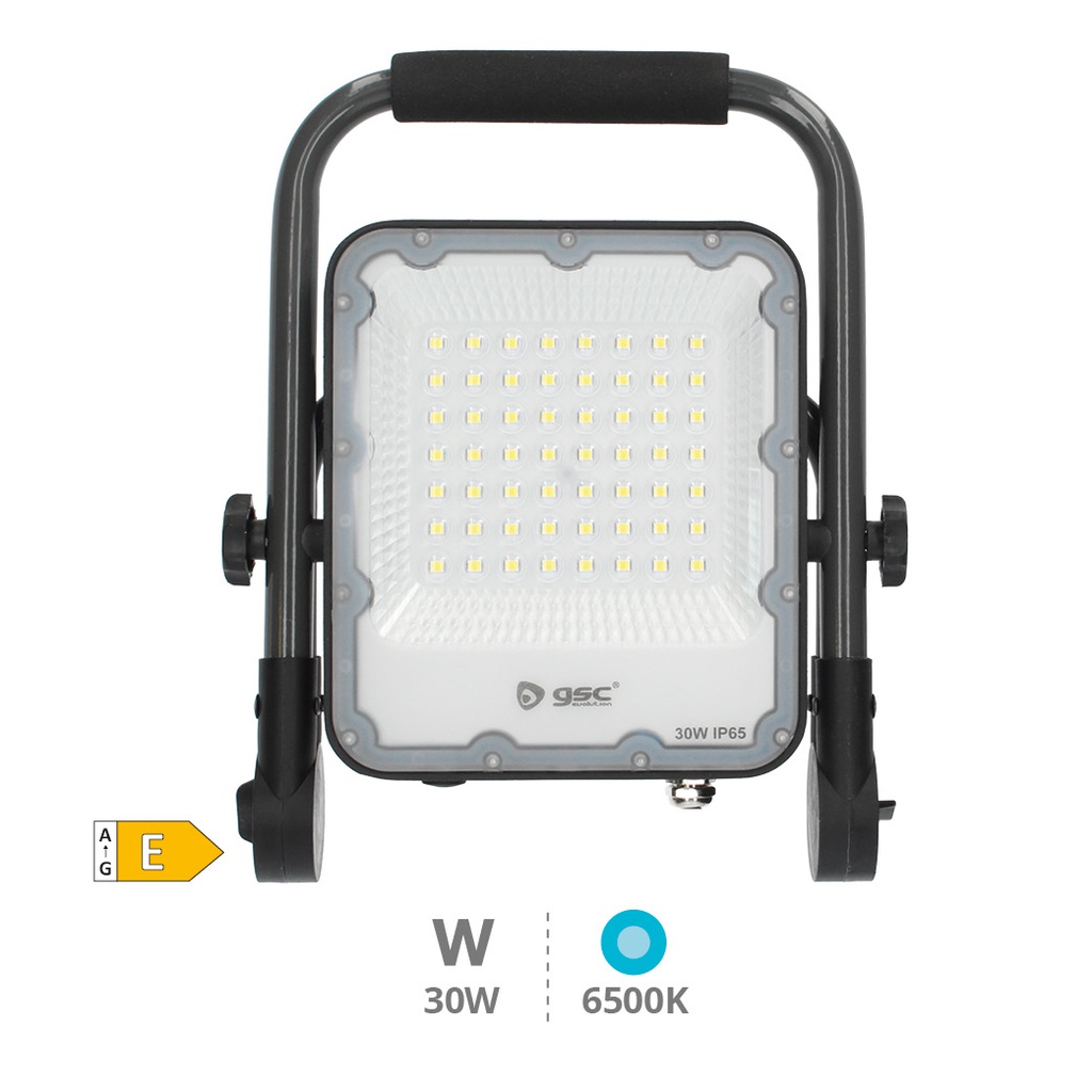 Portable aluminum LED floodlight 30W 6500K IP65 Grey