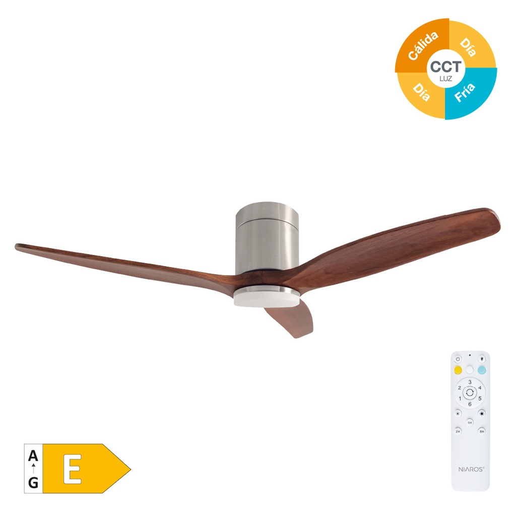 Ventilateur de plafond avec commande 52' moteur DC CCT réglable 3 pales Bois