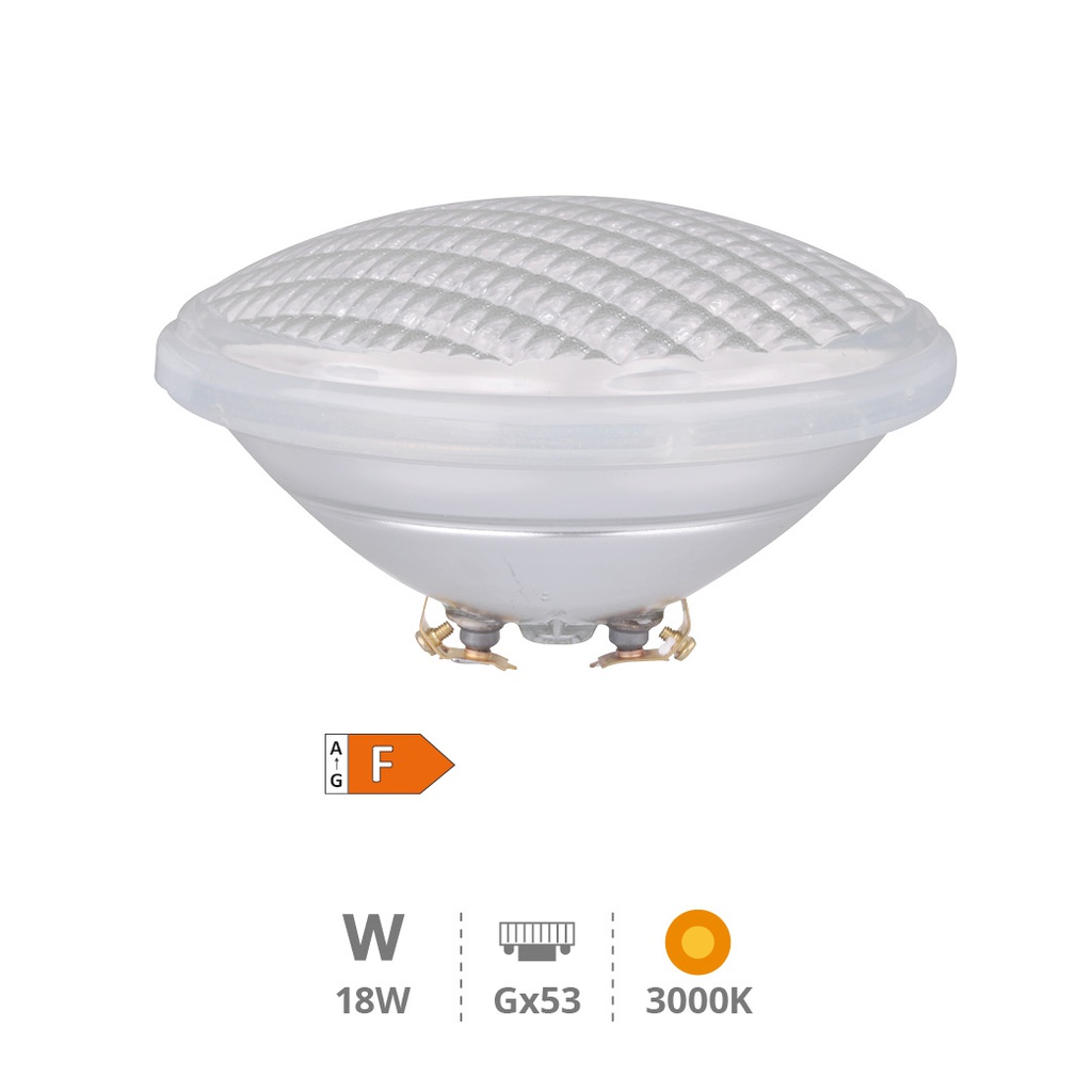 Lámpara LED piscina PAR56 18W GX53 3000K