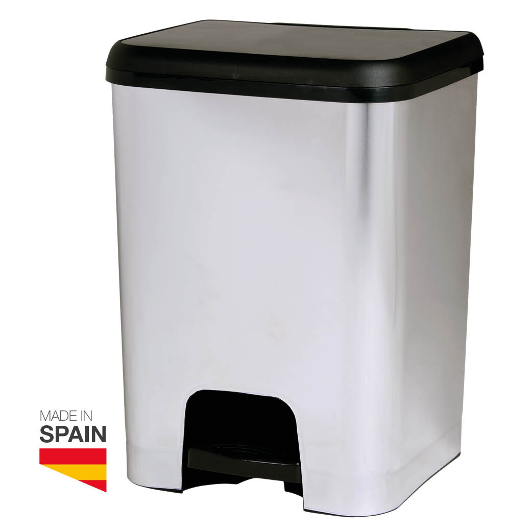 Rubbish bin with pedal 26L Black/Silver