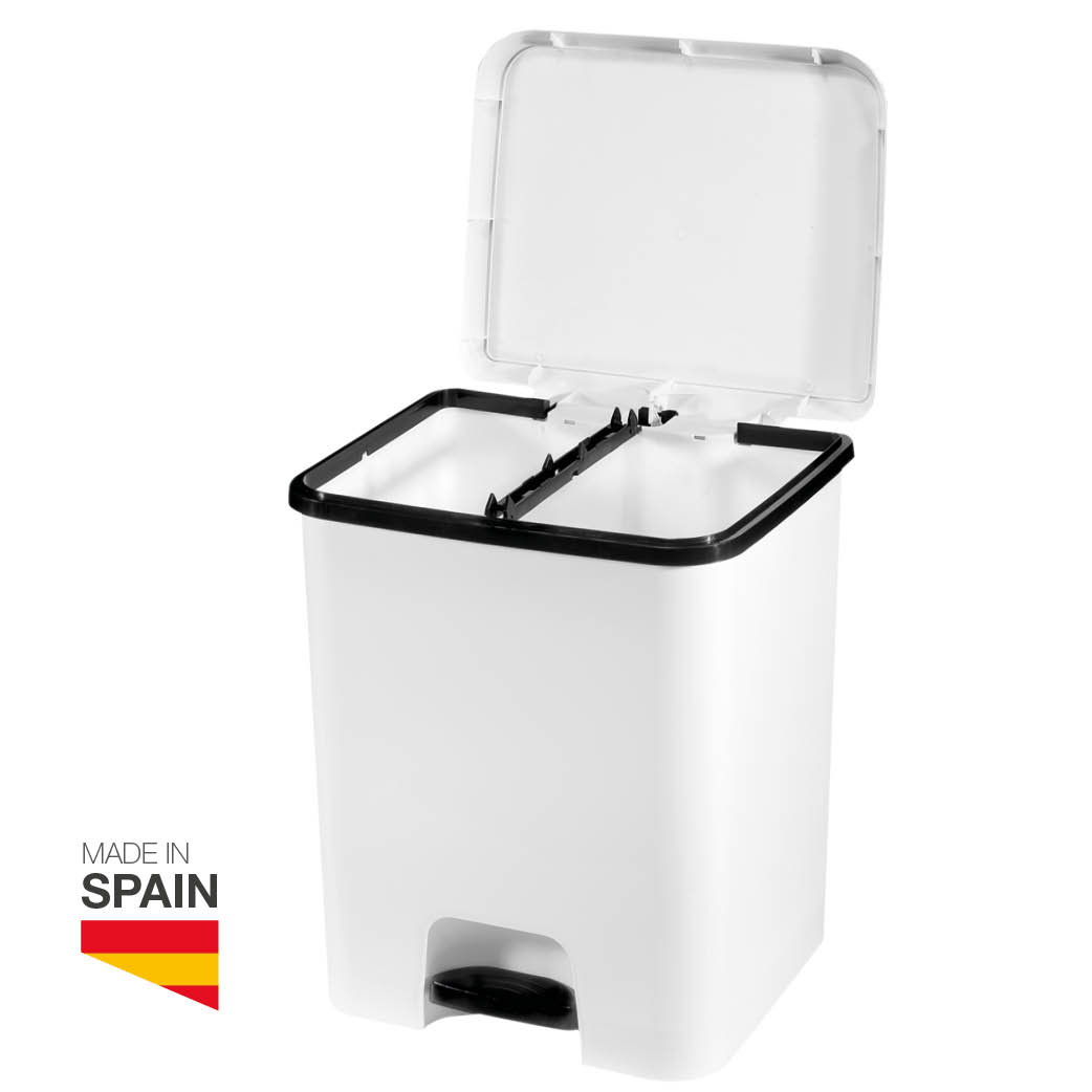 Caixote do lixo com pedal e separador 52 l Branco/Negro