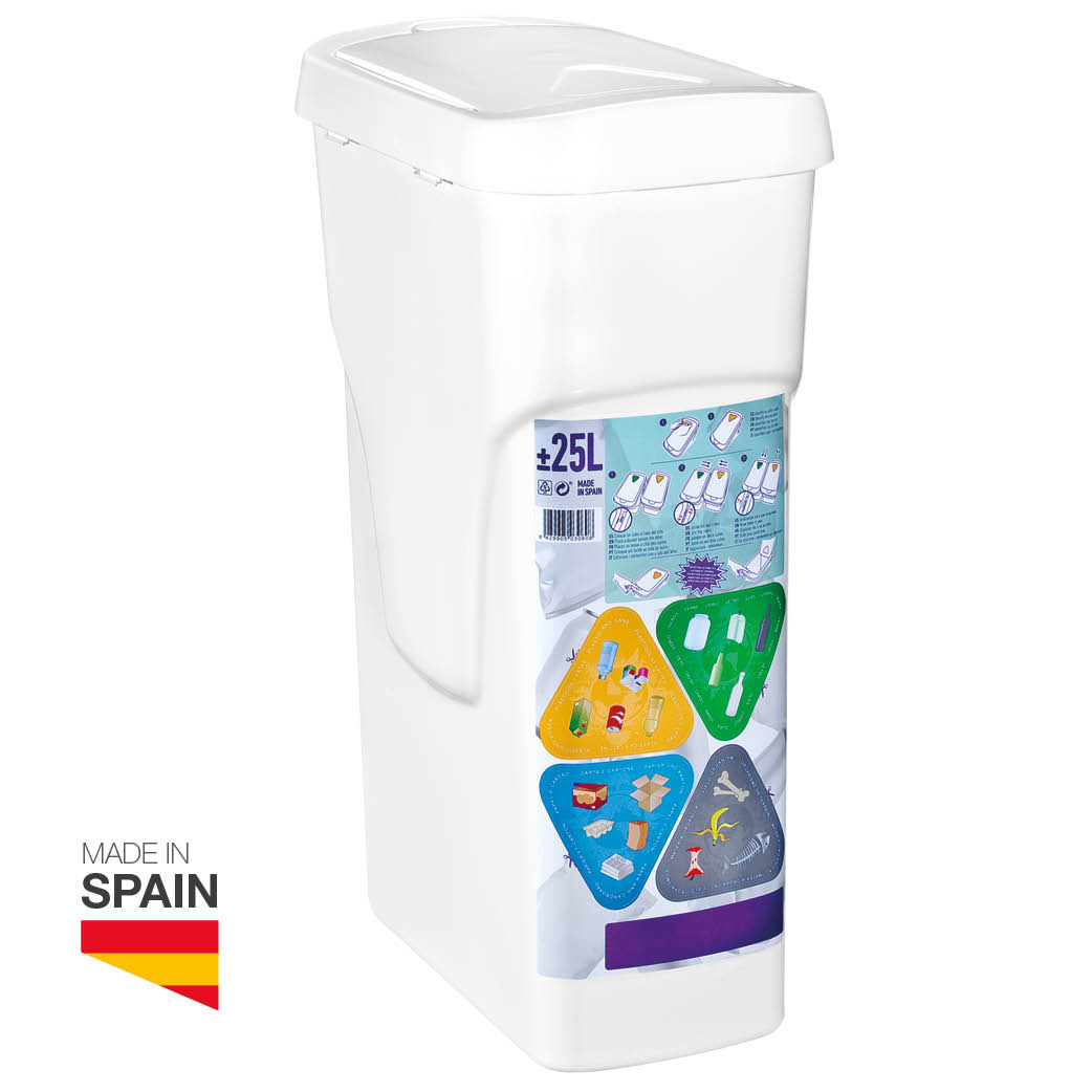 Caixote do lixo modular de reciclagem 25 l – Retrátil 4 un. Branco