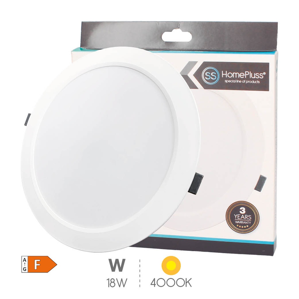 Downlight à encastrer LED ronde Akkan 18W 4000K - boîte prés. 10 u