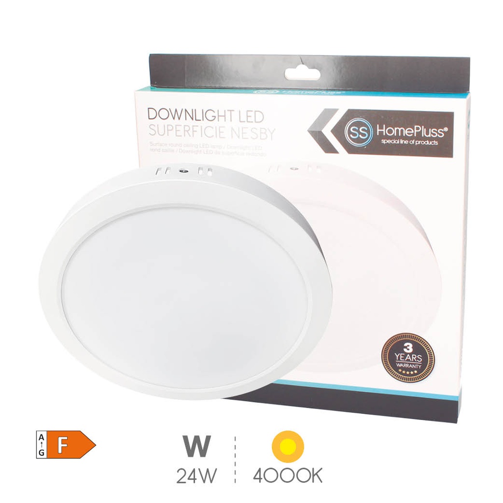 Downlight de superficie LED redondo Nesby 24W 4000K - 5u caja exp