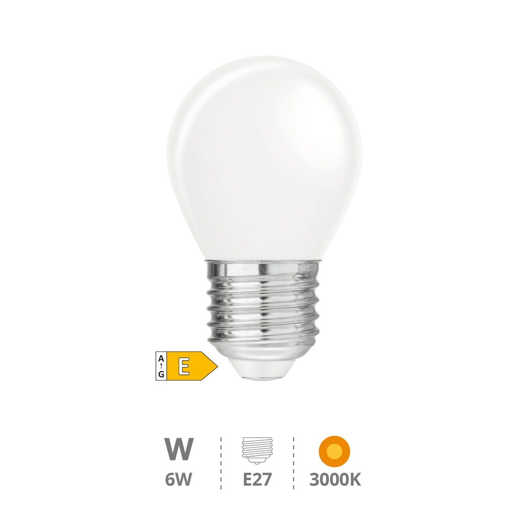 Bombilla LED esférica Serie Cristal 6W E27 3000K