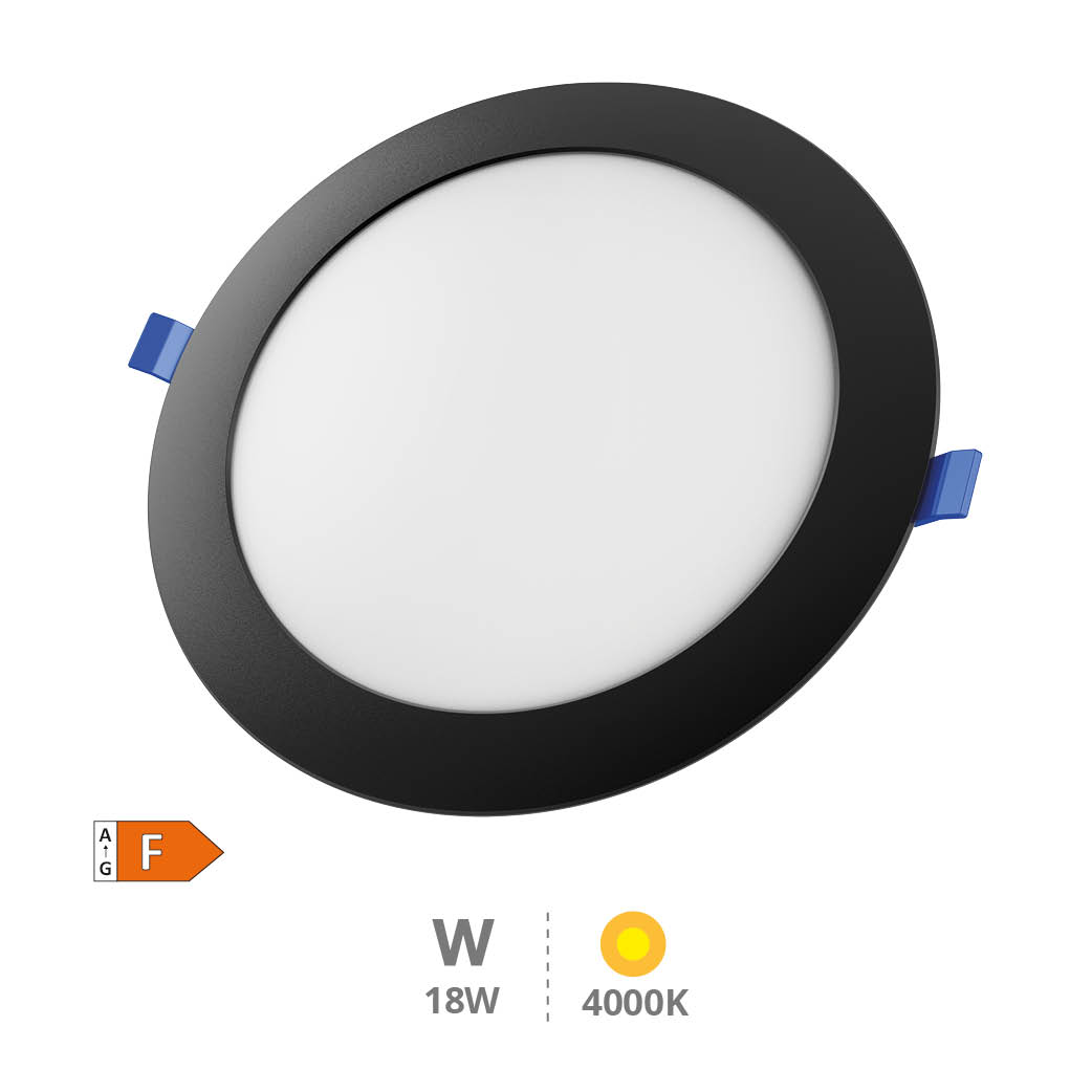 Downlight à encastrer LED rond Belur 18 W 4000K Noir