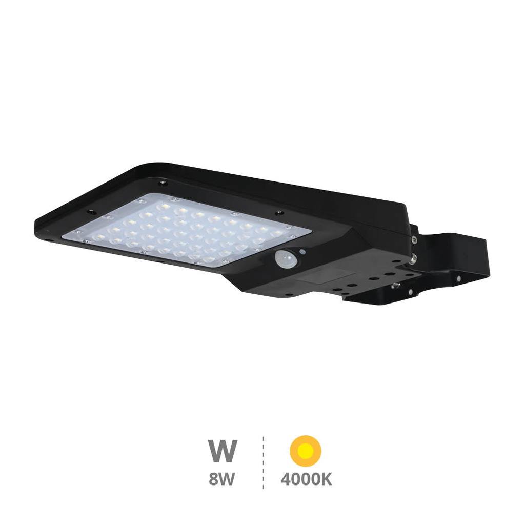 Farola solar LED Ornes con sensor crepuscular y movimiento 8W 4000K IP65