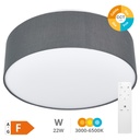 Plafón techo LED de tela Kasker 22W 3000K a 6500K regulable Gris