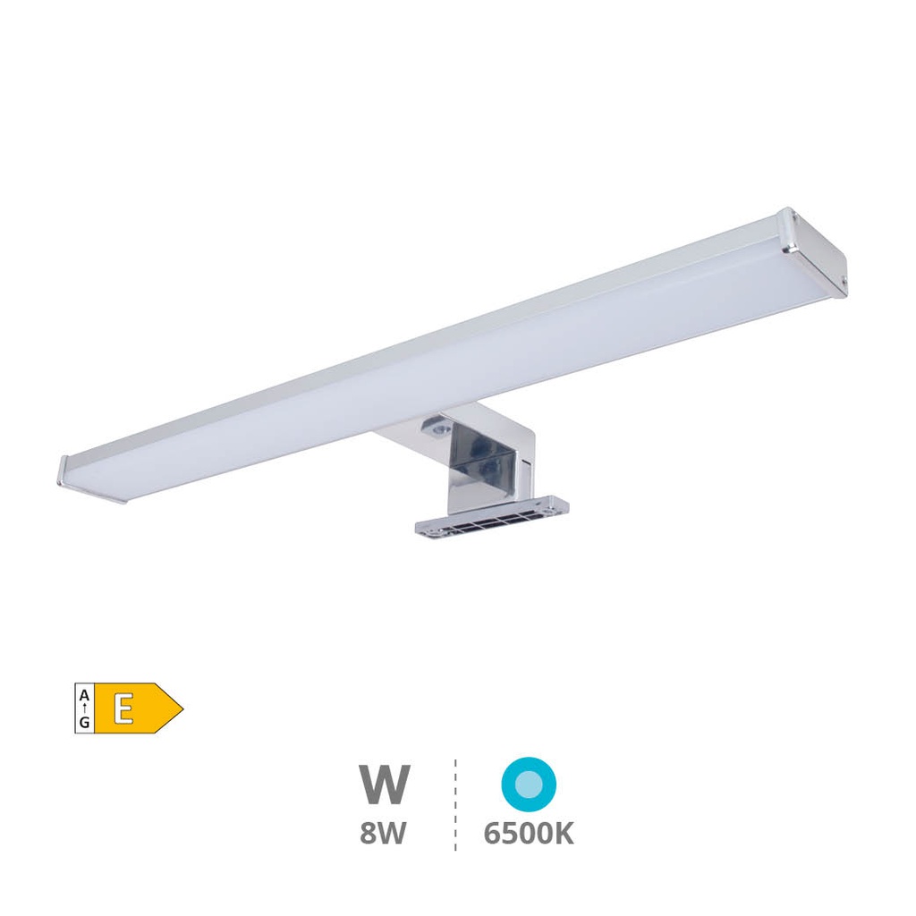 Aplique baño LED Laksa 8W 6500K IP44 Níquel