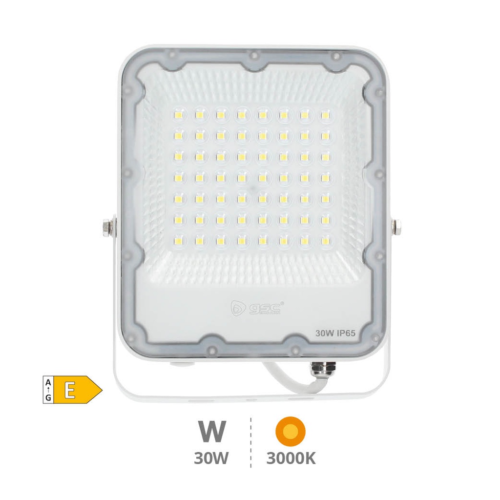 Aluminum LED floodlight 30W 3000K IP65 White