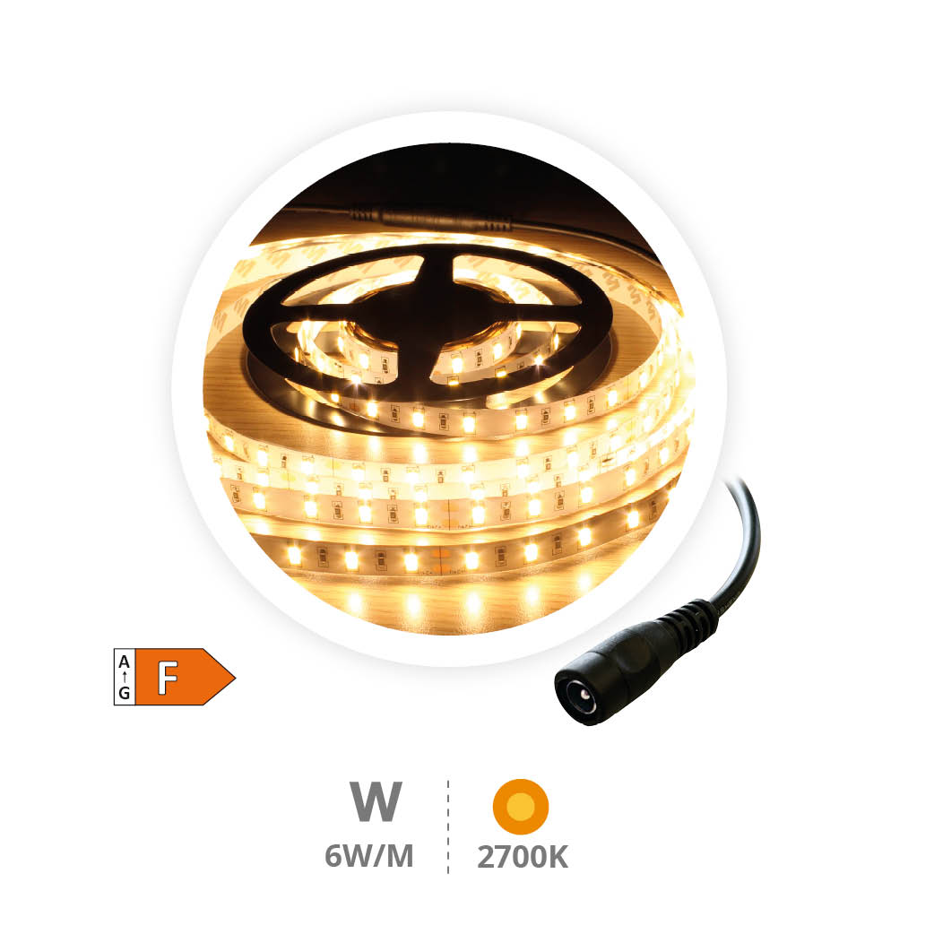 5M 6W/M LED strip 2700-3000K IP20 24V