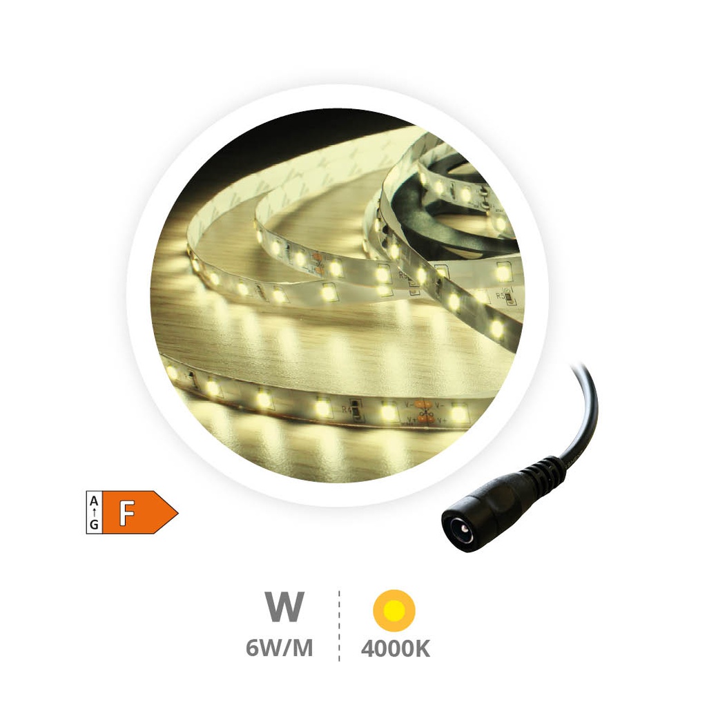 5M 6W/M LED strip 4000-4500K IP20 24V