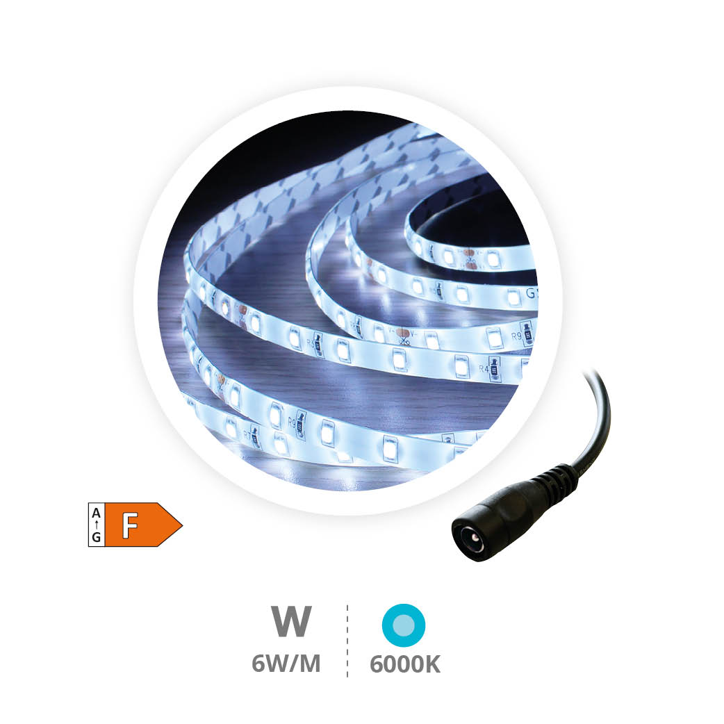 5M 6W/M LED strip 6000-6500K IP20 24V