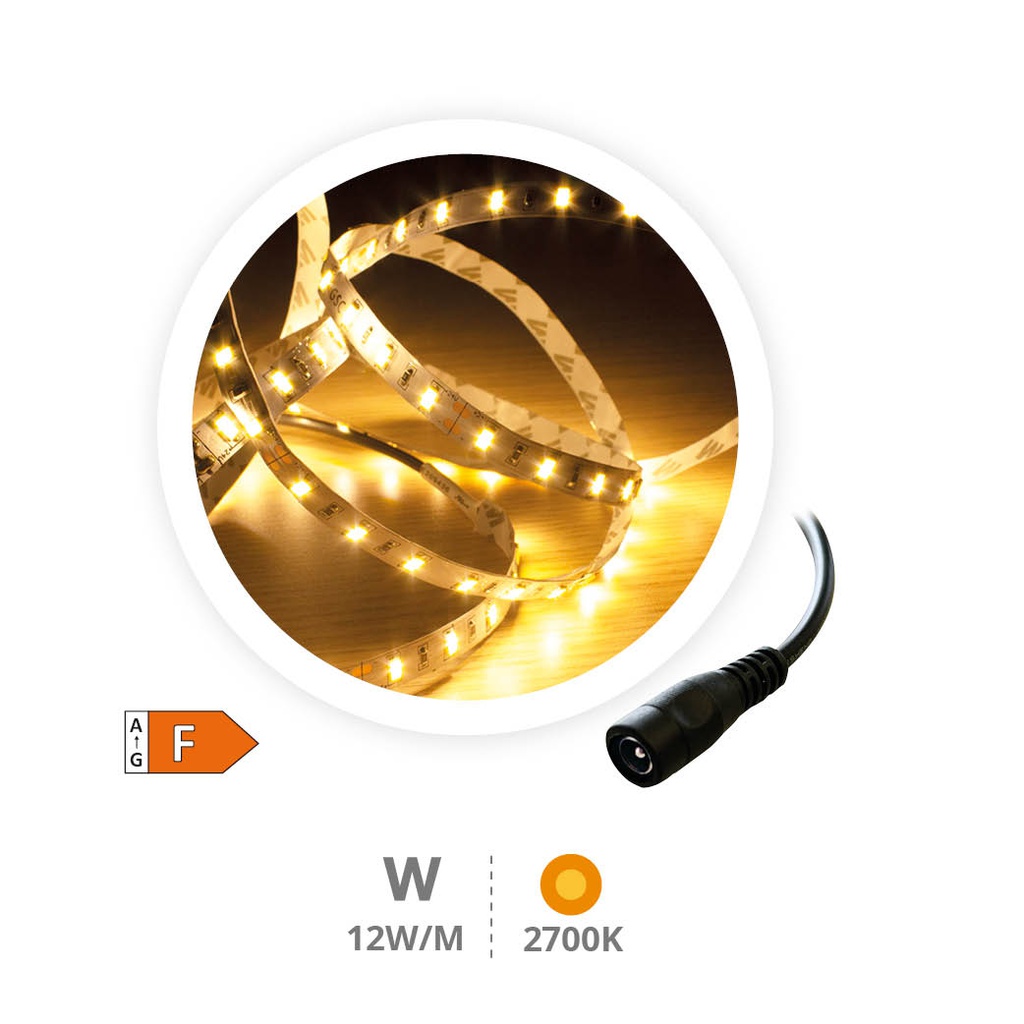 Rolo 5 m tira LED 12 W/m 2700–3000 K 24 V