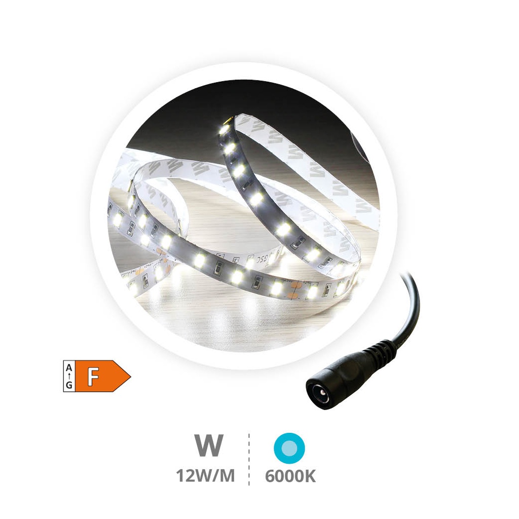 5M 12W/M LED strip 6000-6500K IP44 24V