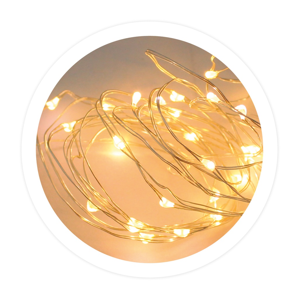 1,9M Copper LED garland 2xAA Warm White