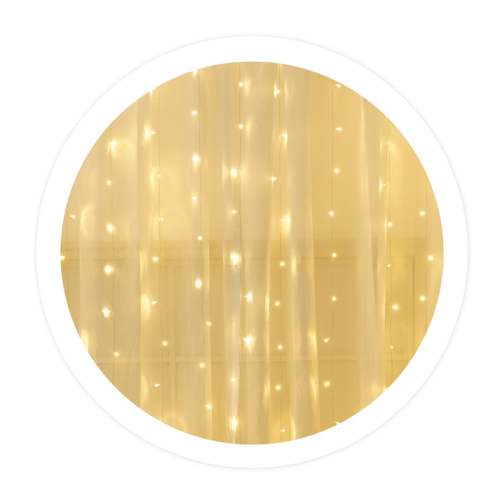 Cortina LED luminosa 1 x 1,2 m Luz quente